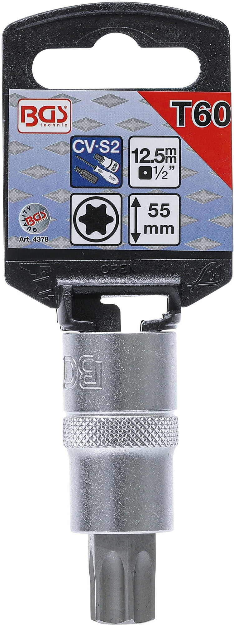 BGS 4378 Biteinsatz Antrieb Innenvierkant 12,5mm (1/2") T-Profil (für Torx) T60