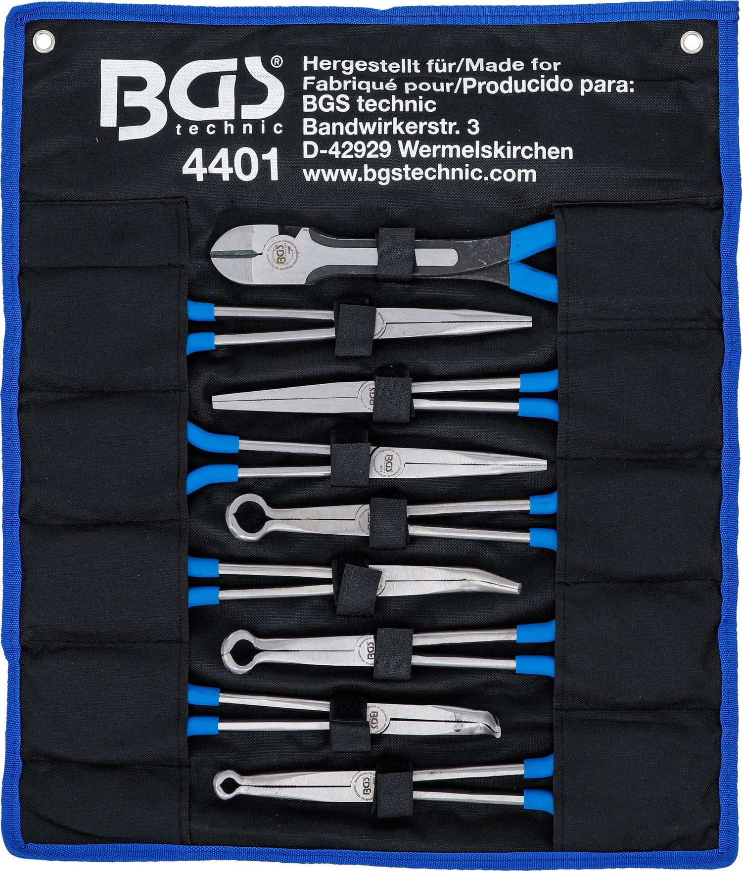 BGS 4401 Satz Zangen Telefonzange Zündkerzen-Steckerzange Flachzange Kraft-Seitenschneider