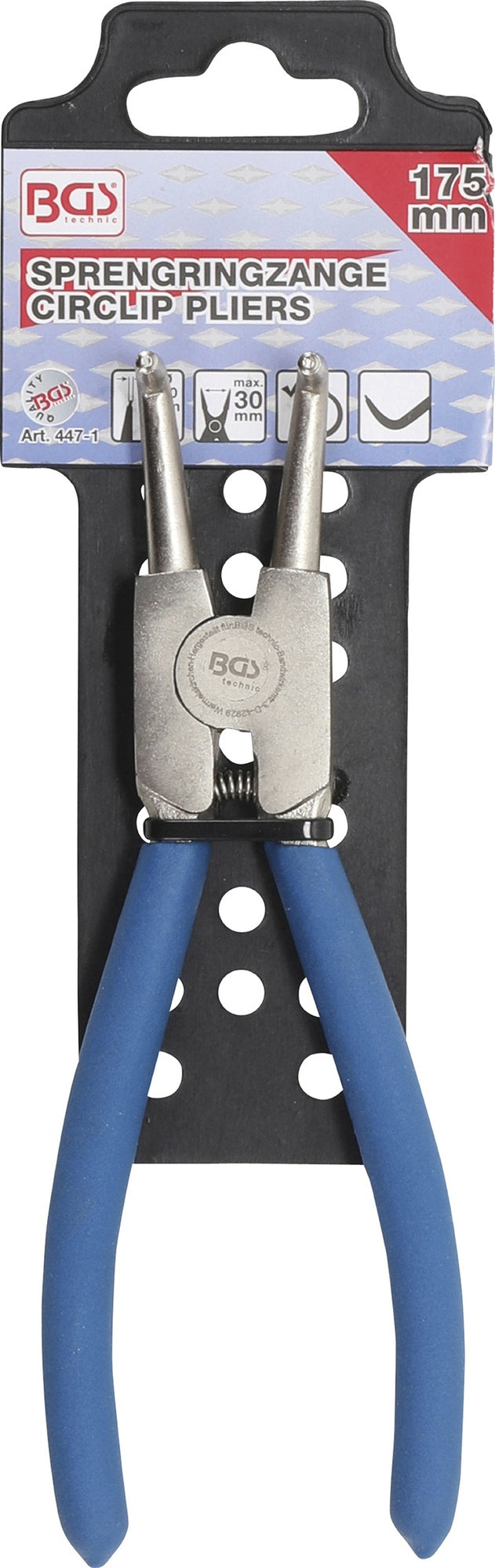 BGS 447-1 Sprengringzange abgewinkelt für Außensprengringe Länge 175mm