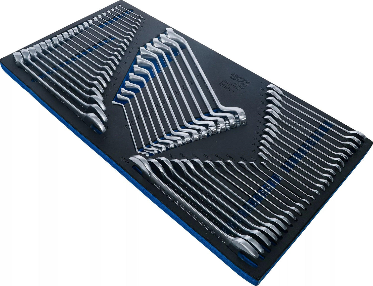 BGS 4792 Satz Maulring Doppelring Doppelmaul Ratschenringmaul Schlüssel Werkstattwageneinlage XL 57 teilig