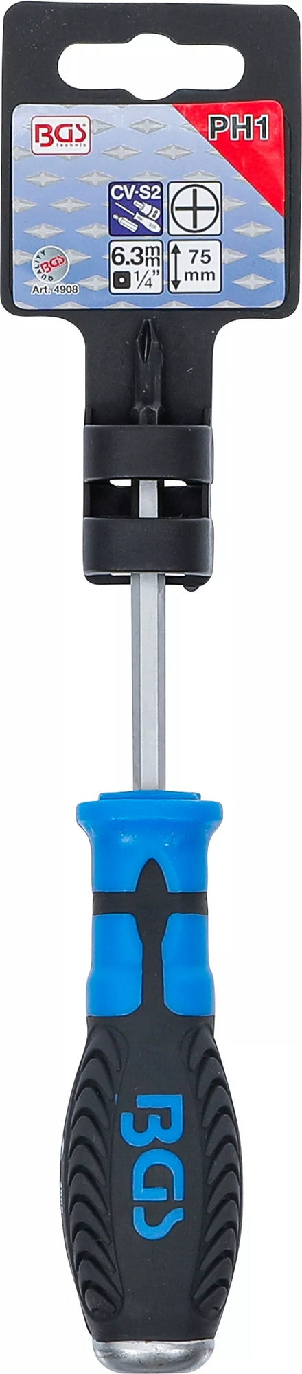 BGS 4908 Schraubendreher Abtrieb Kreuzschlitz PH1 Klingenlänge 75mm