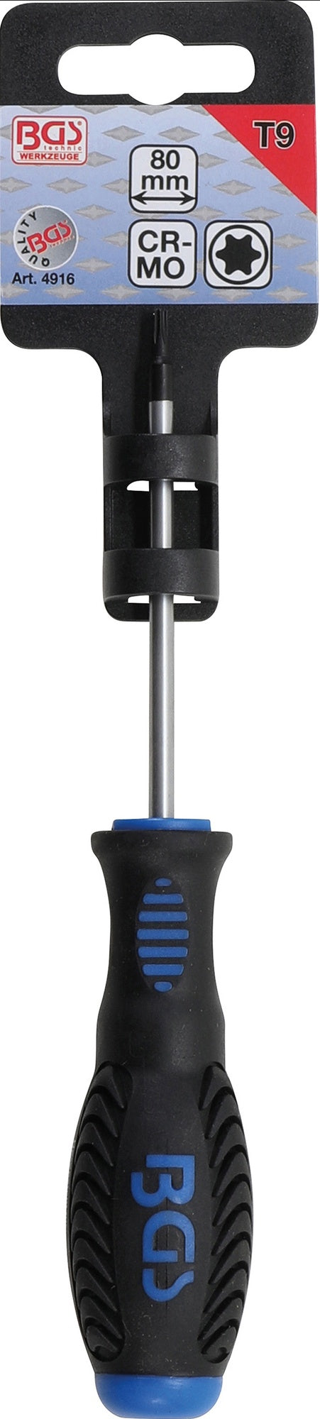 BGS 4916 Schraubendreher T9 Abtrieb T-Profil (für Torx) Klingenlänge 80mm