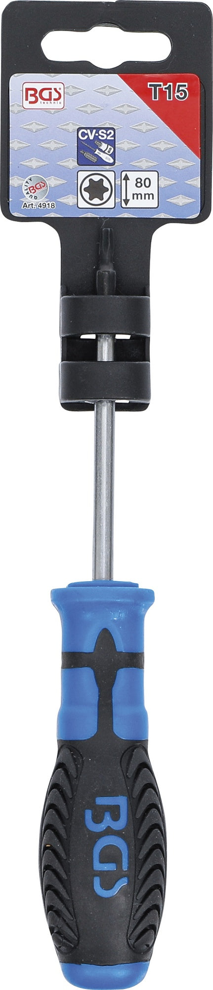 BGS 4918 Schraubendreher T15 Abtrieb T-Profil (für Torx) Klingenlänge 80mm