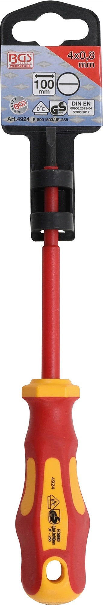 BGS 4924 VDE Schraubendreher Abtrieb Schlitz 4mm Klingenlänge 100mm