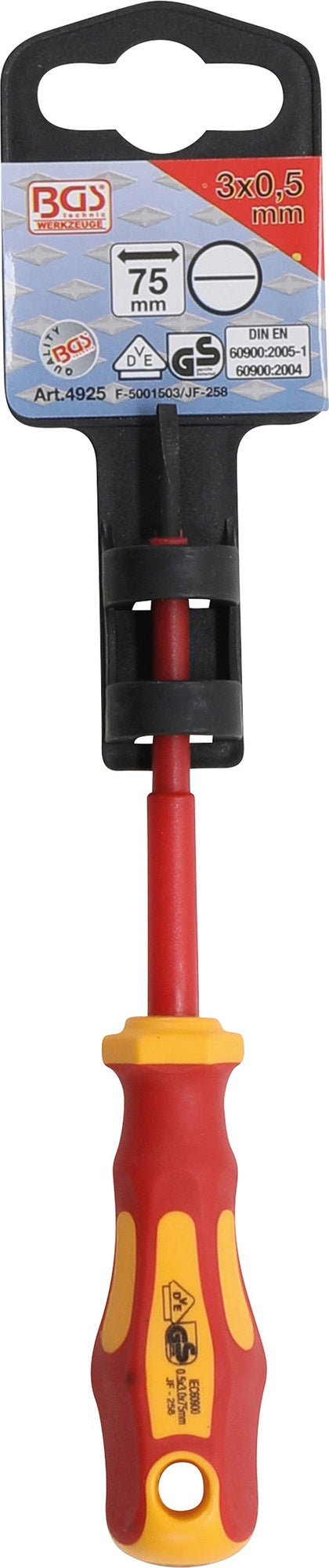 BGS 4925 VDE Schraubendreher Abtrieb Schlitz 3mm Klingenlänge 75mm