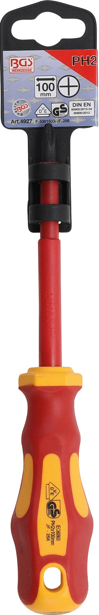 BGS 4927 VDE Schraubendreher Abtrieb Kreuzschlitz PH2 Klingenlänge 100mm