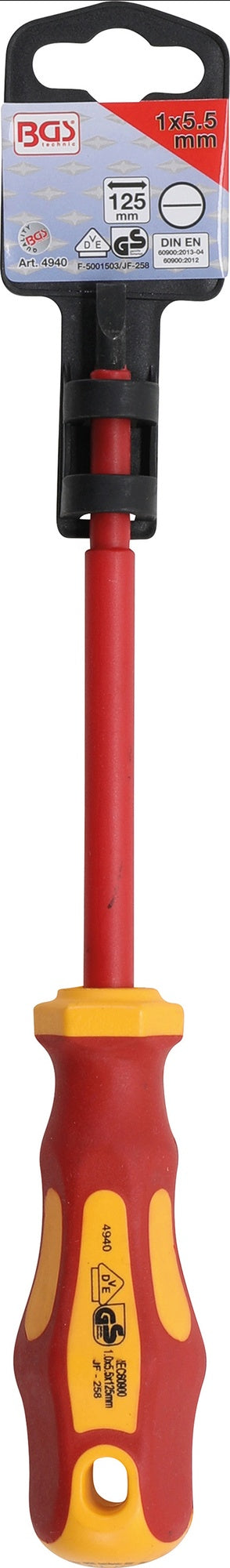 BGS 4940 VDE Schraubendreher Abtrieb Schlitz 5,5mm Klingenlänge 125mm