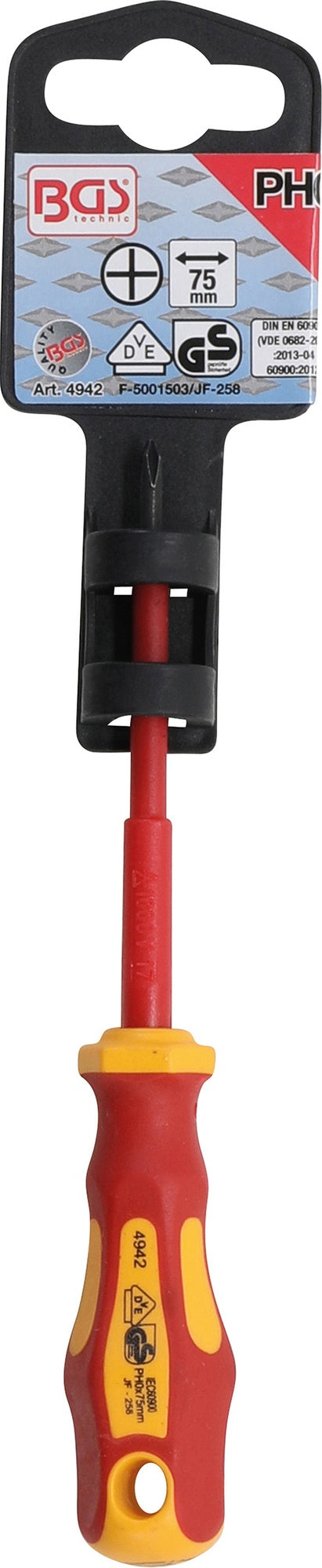 BGS 4942 VDE Schraubendreher Abtrieb Kreuzschlitz PH0 Klingenlänge 75mm