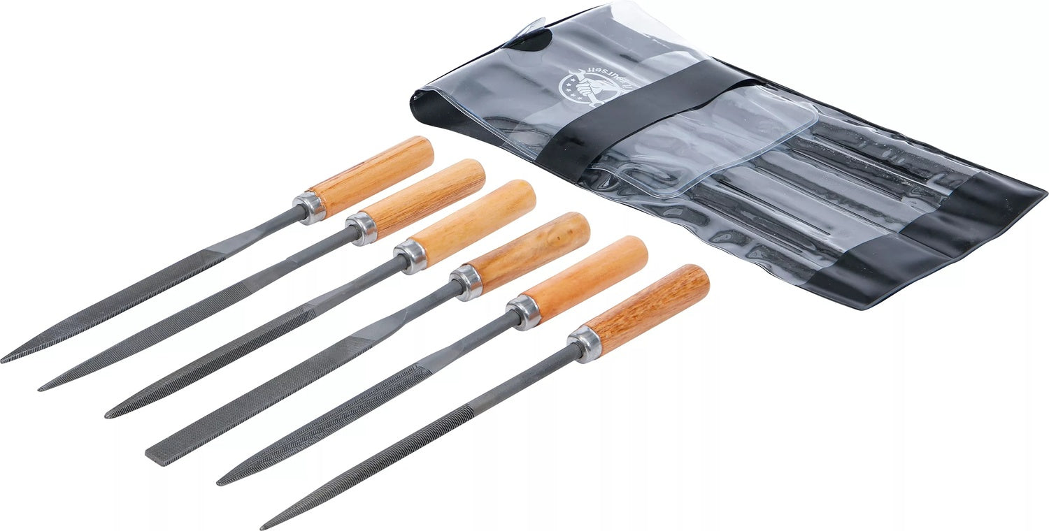 BGS DIY 50201 Satz Schlüsselfeilen mit Holzheft Länge 100mm 6 teilig