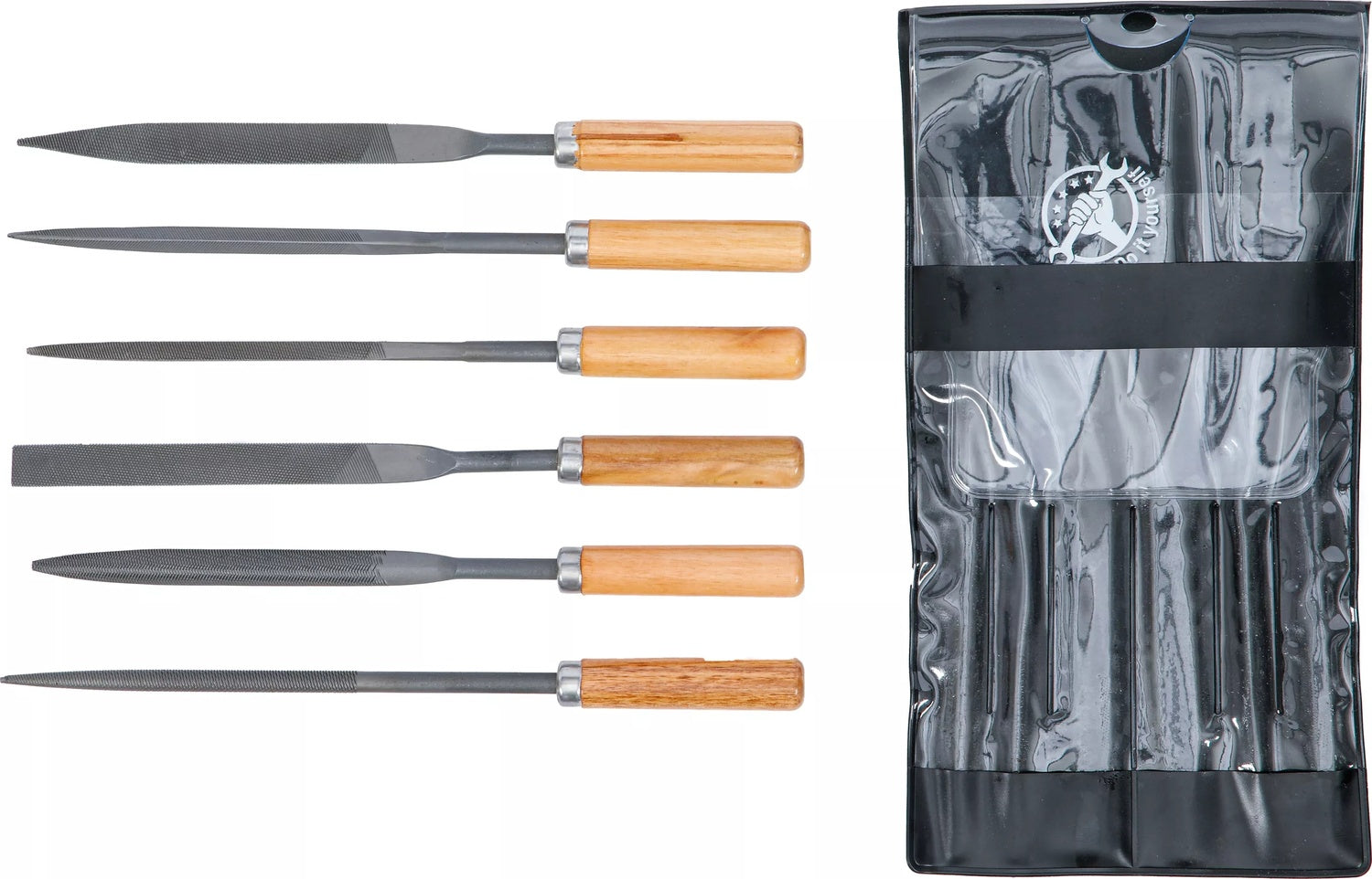 BGS DIY 50201 Satz Schlüsselfeilen mit Holzheft Länge 100mm 6 teilig