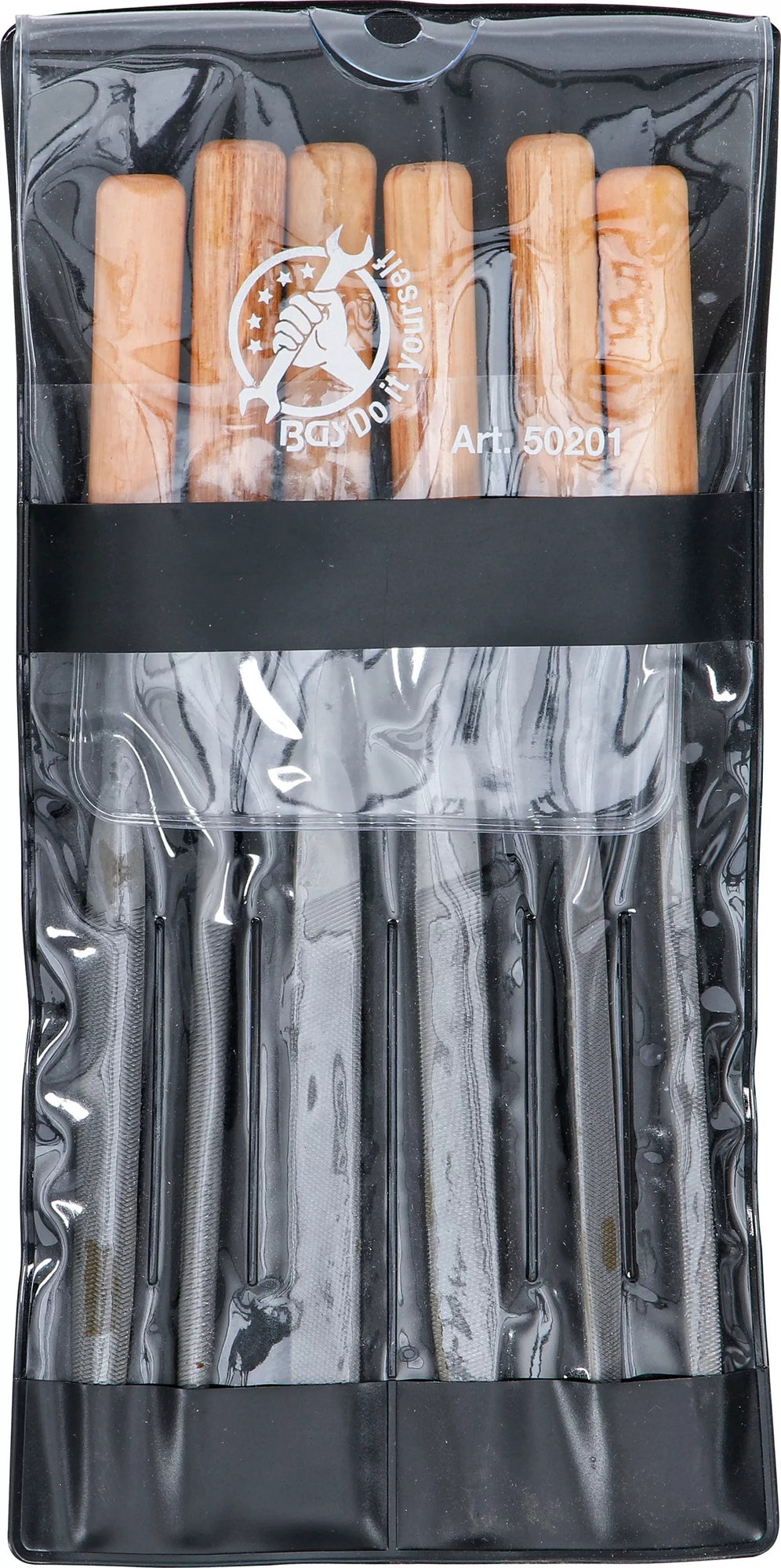 BGS DIY 50201 Satz Schlüsselfeilen mit Holzheft Länge 100mm 6 teilig