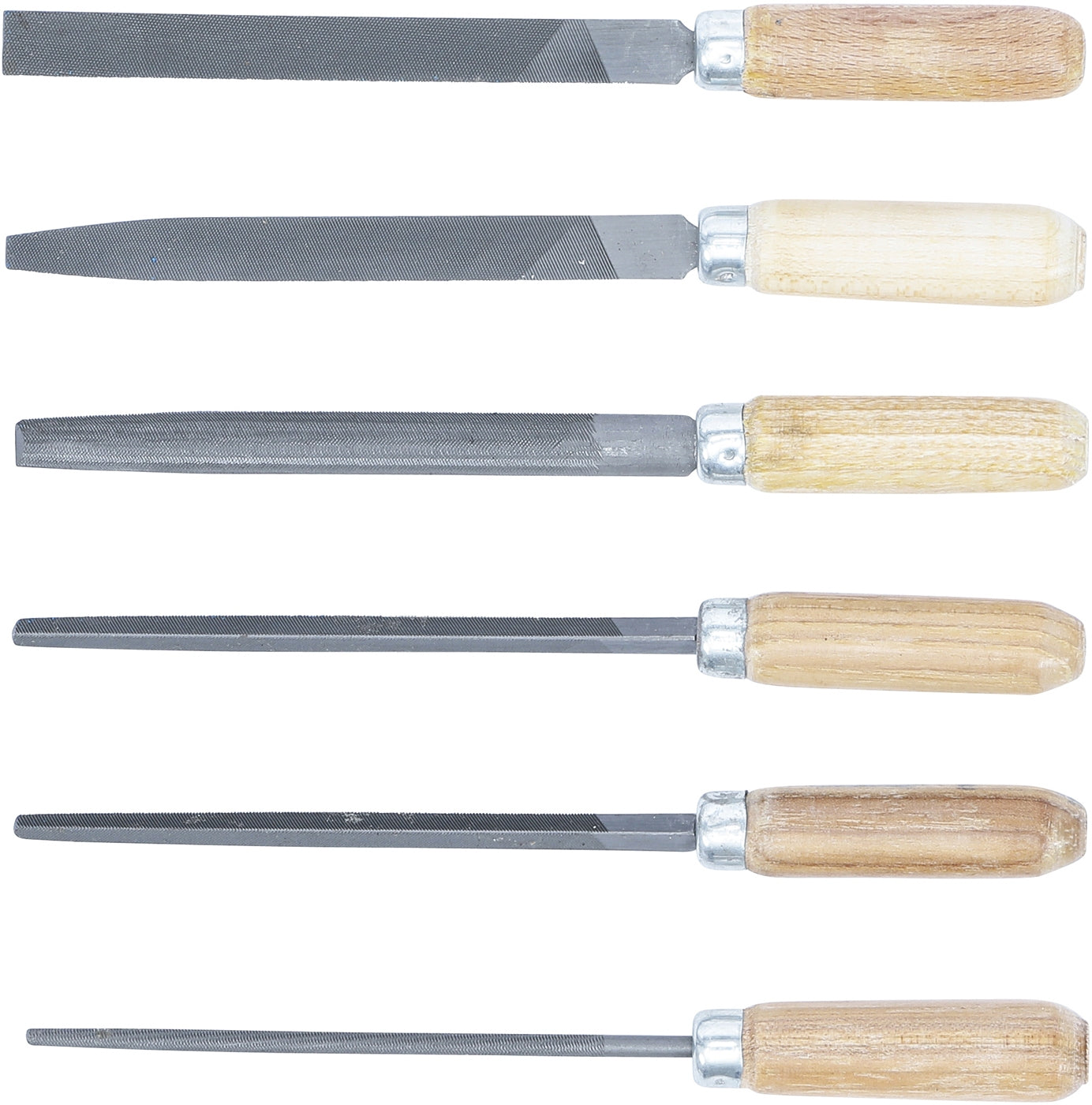 BGS DIY 50204 Satz Schlüsselfeilen mit Holzheft Länge 100mm 6 teilig