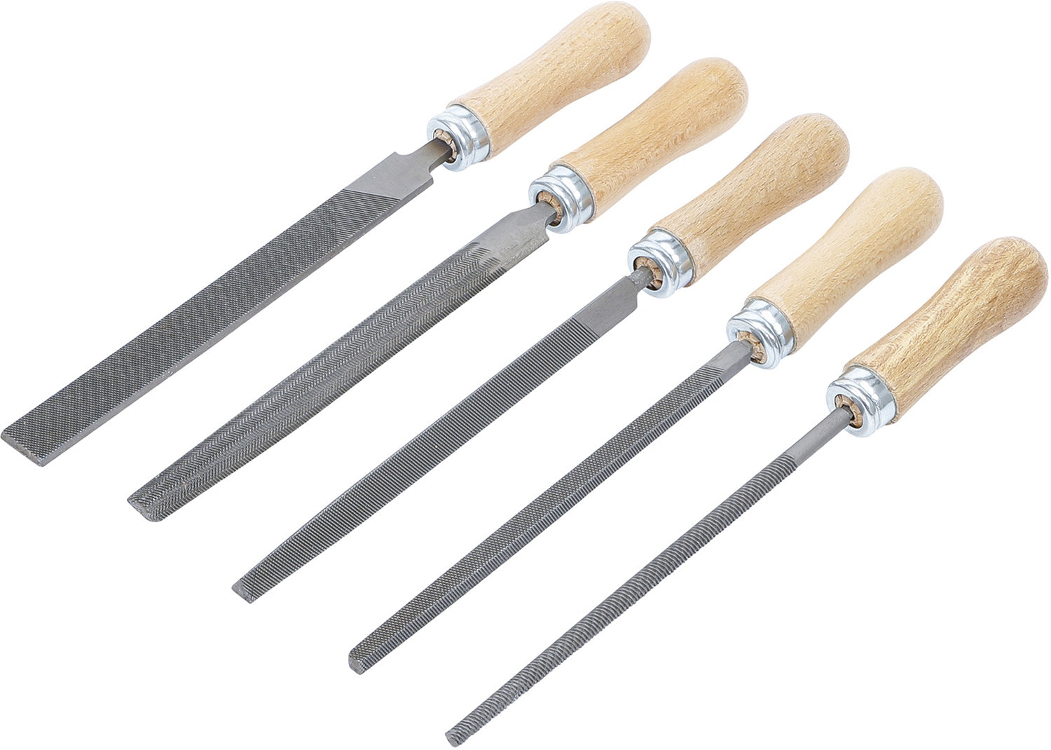 BGS DIY 50206 Satz Feilen mit Holzheft Hieb 1 Länge 150mm 5 teilig