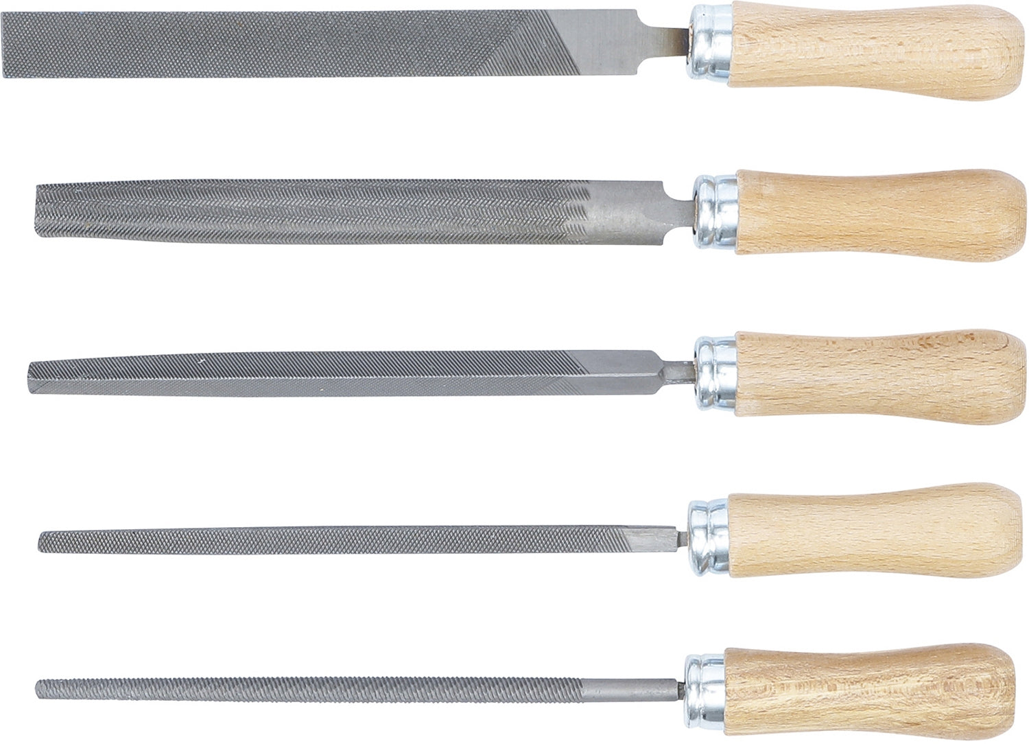 BGS DIY 50206 Satz Feilen mit Holzheft Hieb 1 Länge 150mm 5 teilig