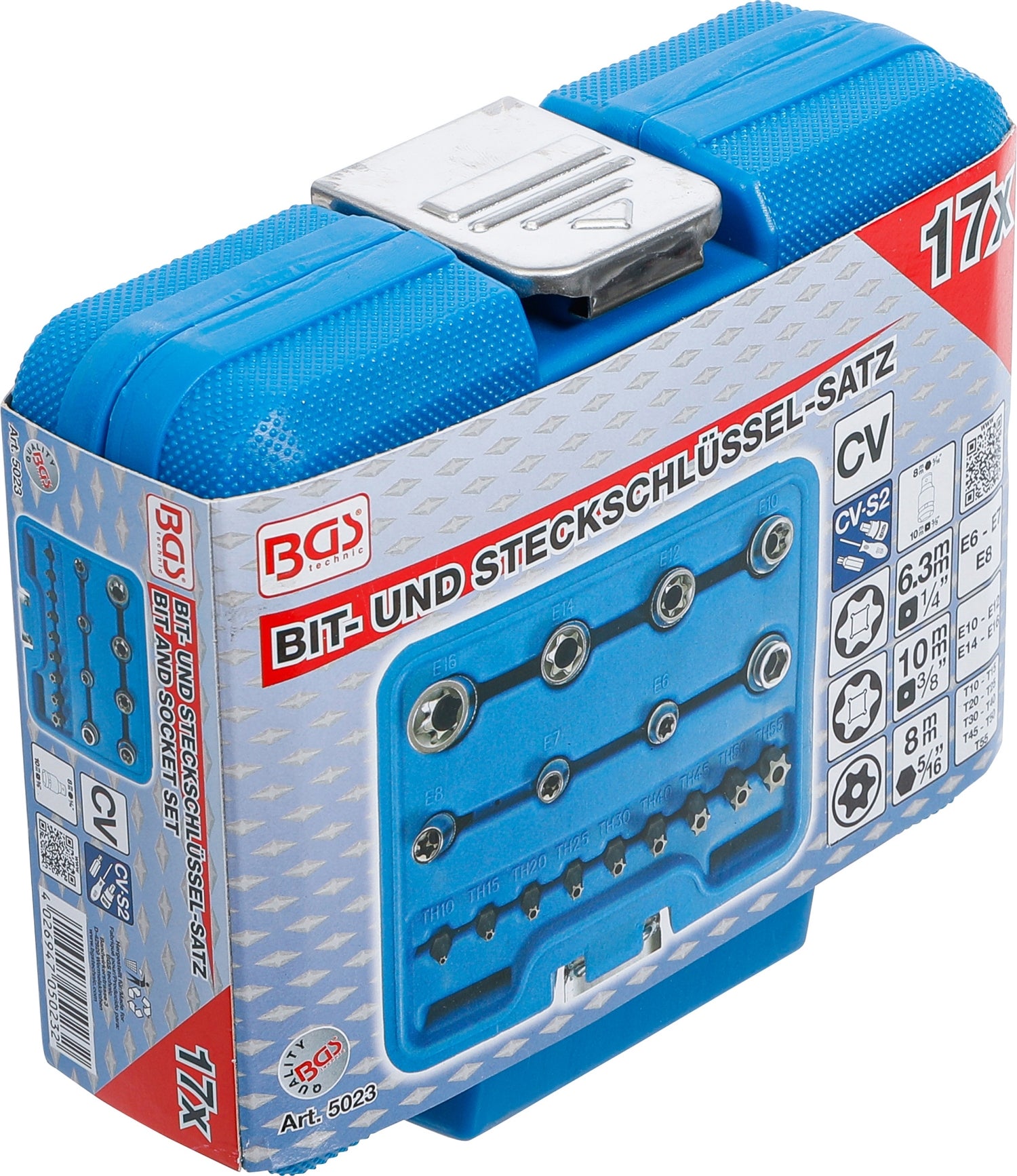 BGS 5023 Satz Bits und Steckschlüssel E-Profil / T-Profil (für Torx) 17 teilig