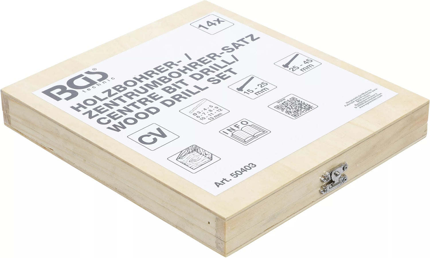 BGS 50403 Satz Holzbohrer und Zentrumbohrer 14 teilig