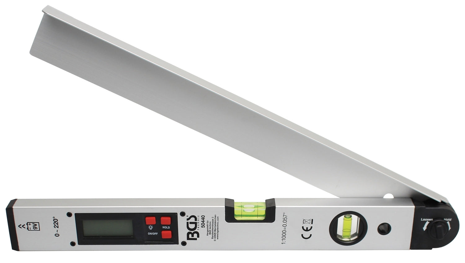 BGS 50440 Digitaler Winkelmesser 0°- 230° mit LCD Display und 2 Wasserwaagen