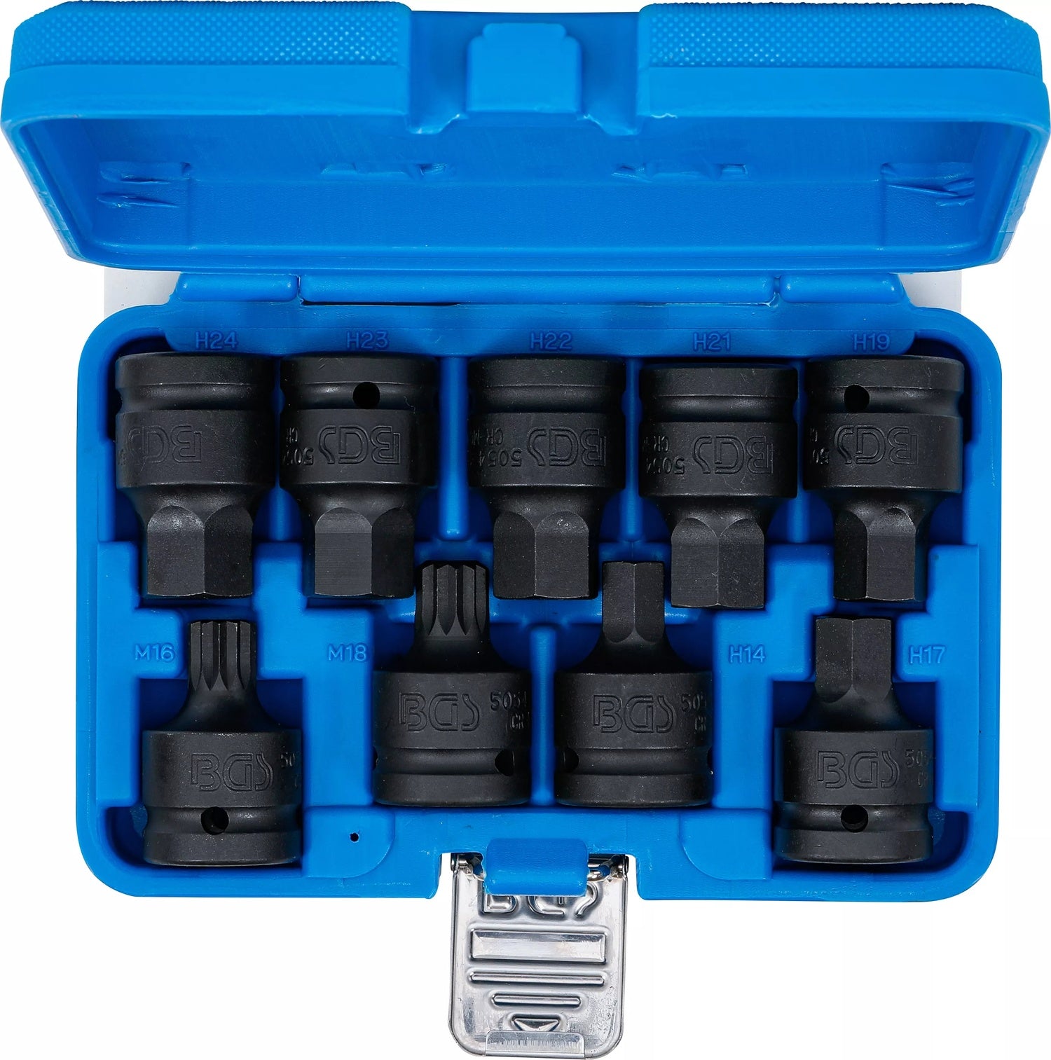 BGS 5054 Satz Kraft Biteinsätze Innensechskant Innenvielzahn (für XZN) Antrieb 20mm (3/4")