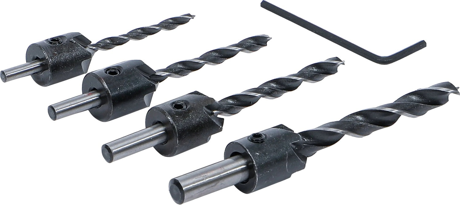 BGS DIY 50790 Satz Holzbohrer mit Senker 4 - 5 - 6 - 8 mm 4 teilig