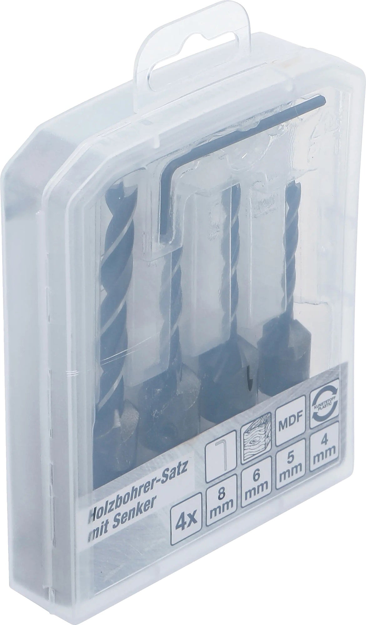 BGS DIY 50790 Satz Holzbohrer mit Senker 4 - 5 - 6 - 8 mm 4 teilig