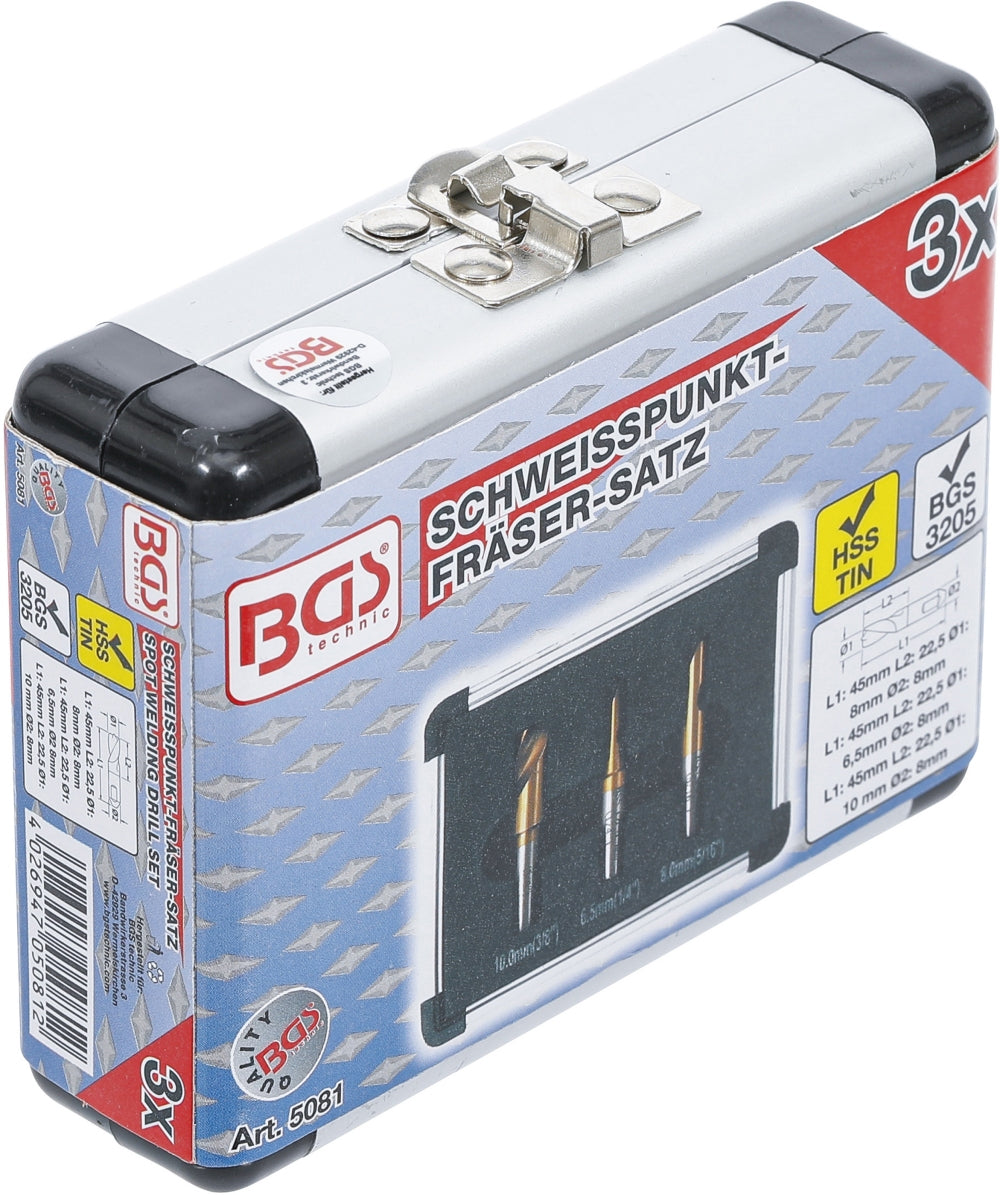 BGS 5081 Satz Schweißpunkt Bohrer 5% Cobalt-Stahl 3 teilig