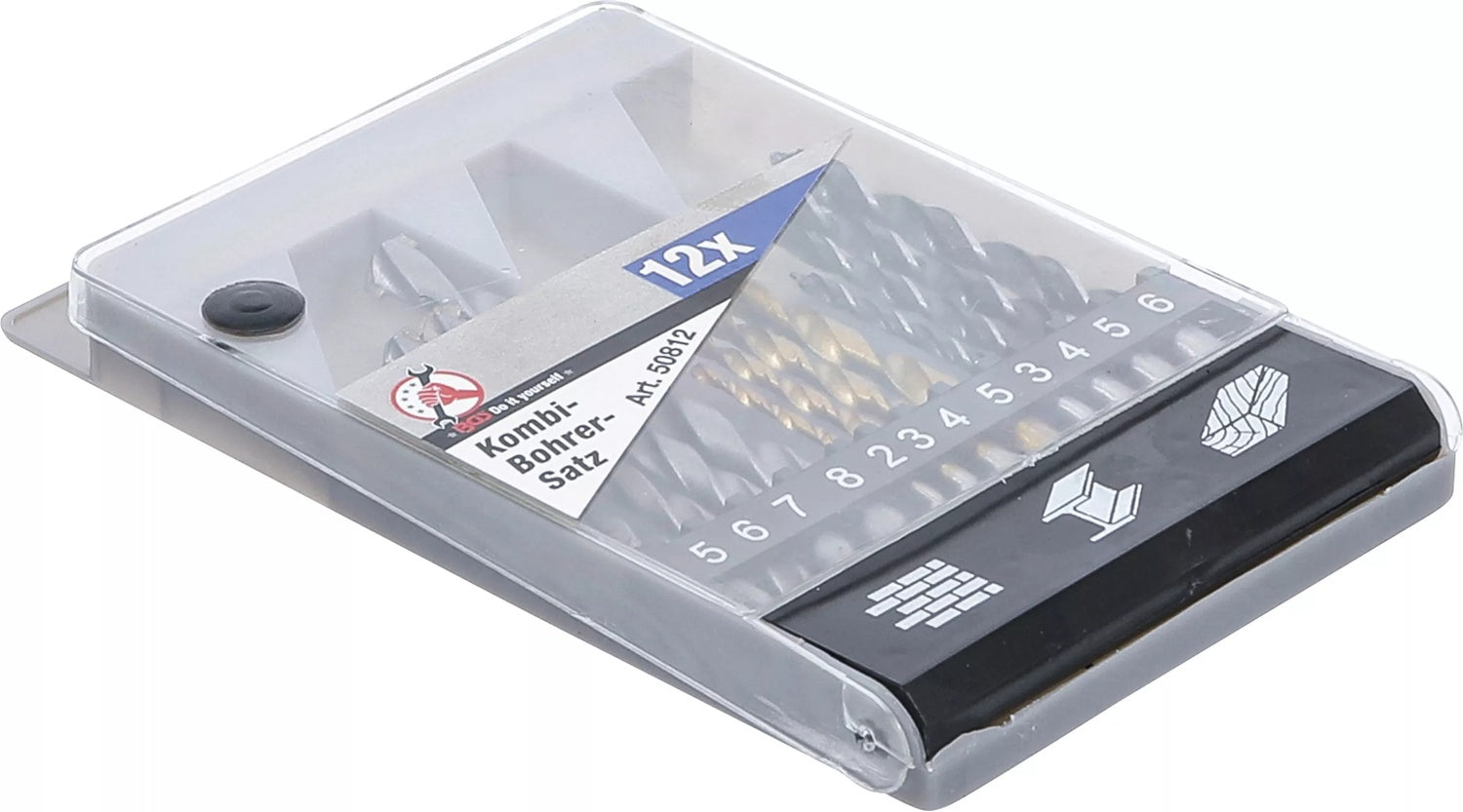 BGS DIY 50812 Satz Bohrer für Metall, Stein & Holz Ø2-8mm 12-teilig