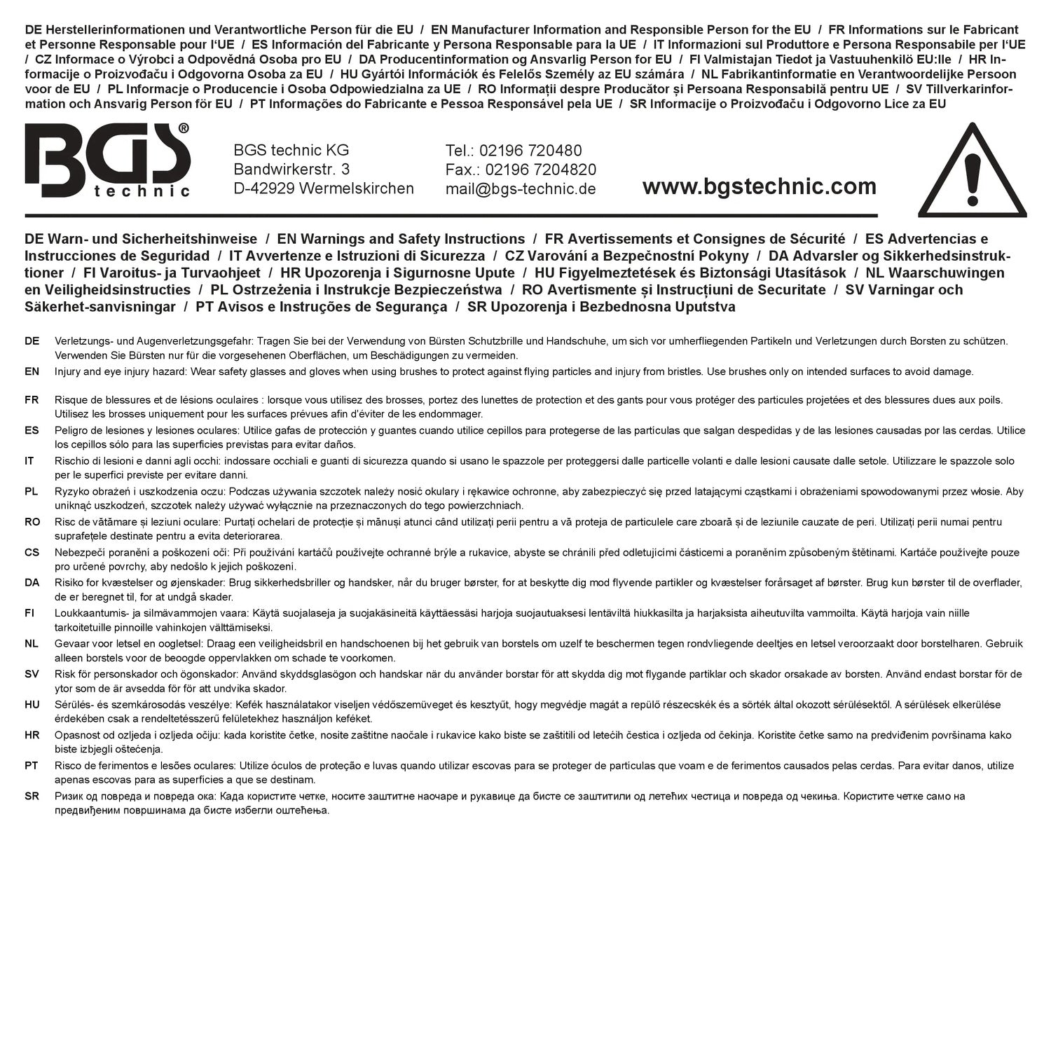 BGS DIY 50916 Drahtbürste Handstielbürste 4 reihig Länge 260mm