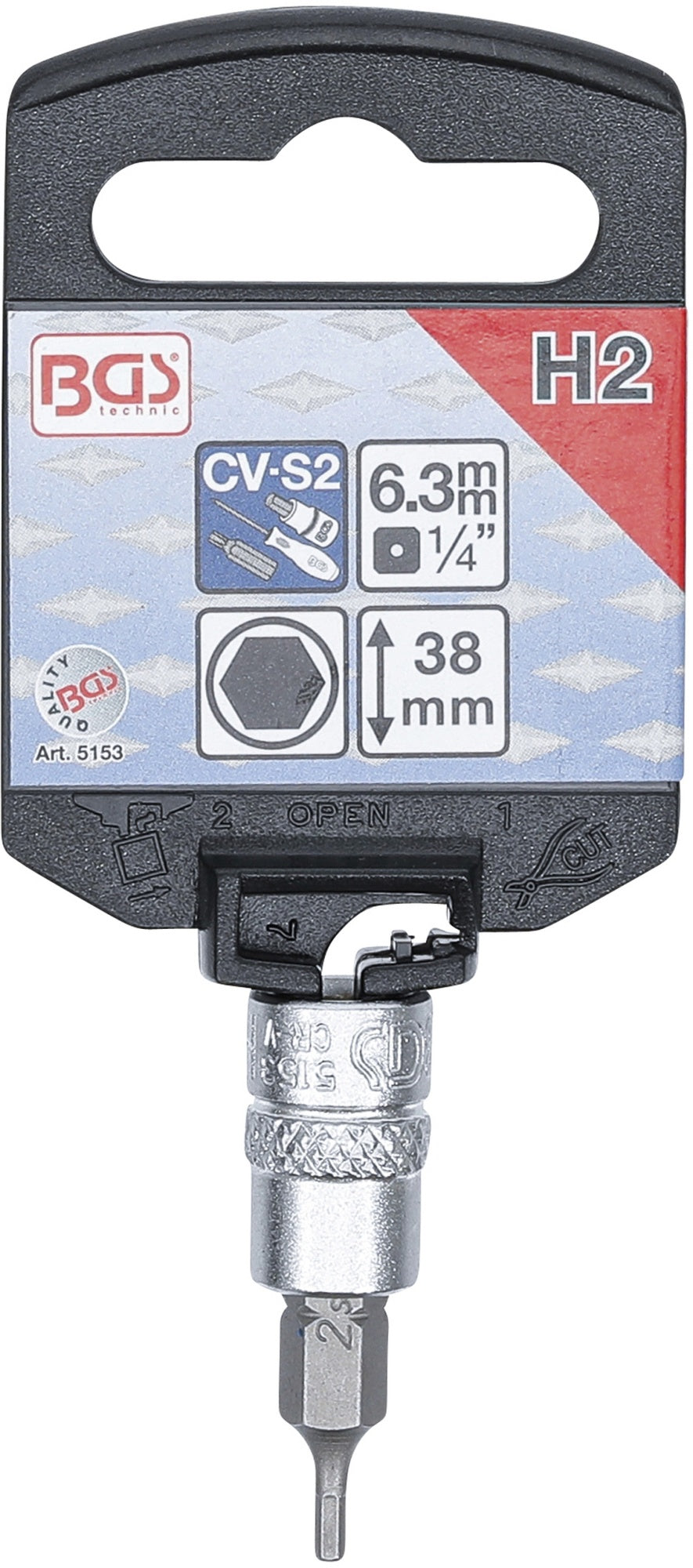 BGS 5153 Biteinsatz Innensechskant 2mm HX2 Länge 38mm Antrieb 6,3mm (1/4")
