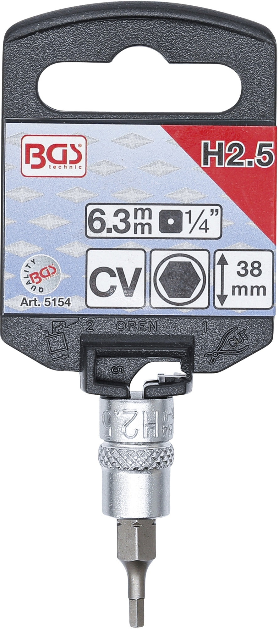 BGS 5154 Biteinsatz Innensechskant 2,5mm HX2,5 Länge 38mm Antrieb 6,3mm (1/4")