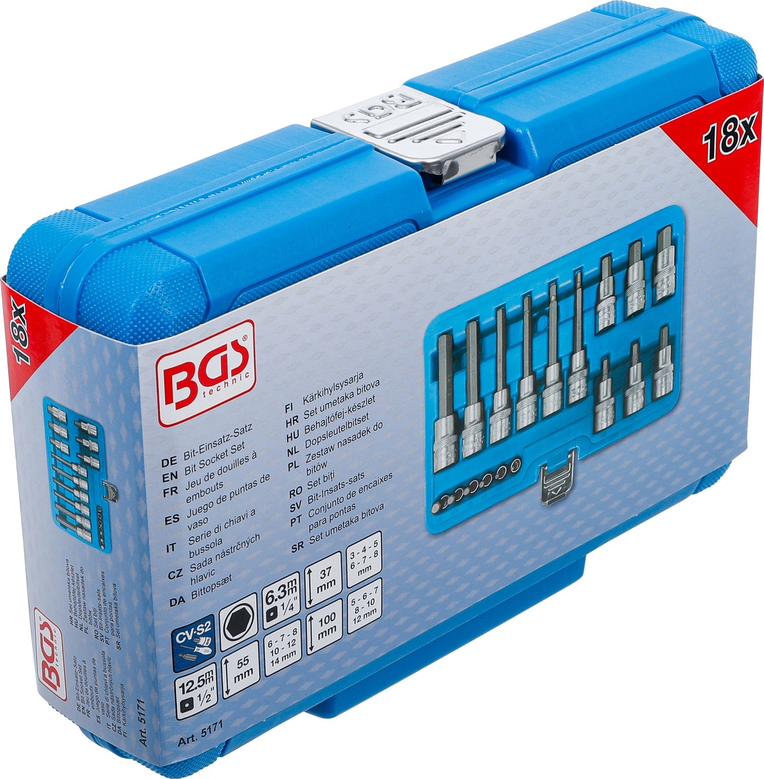 BGS 5171 Satz Biteinsätze Innensechskant Antrieb 6,3mm (1/4") 12,5 mm (1/2") 18 teilig