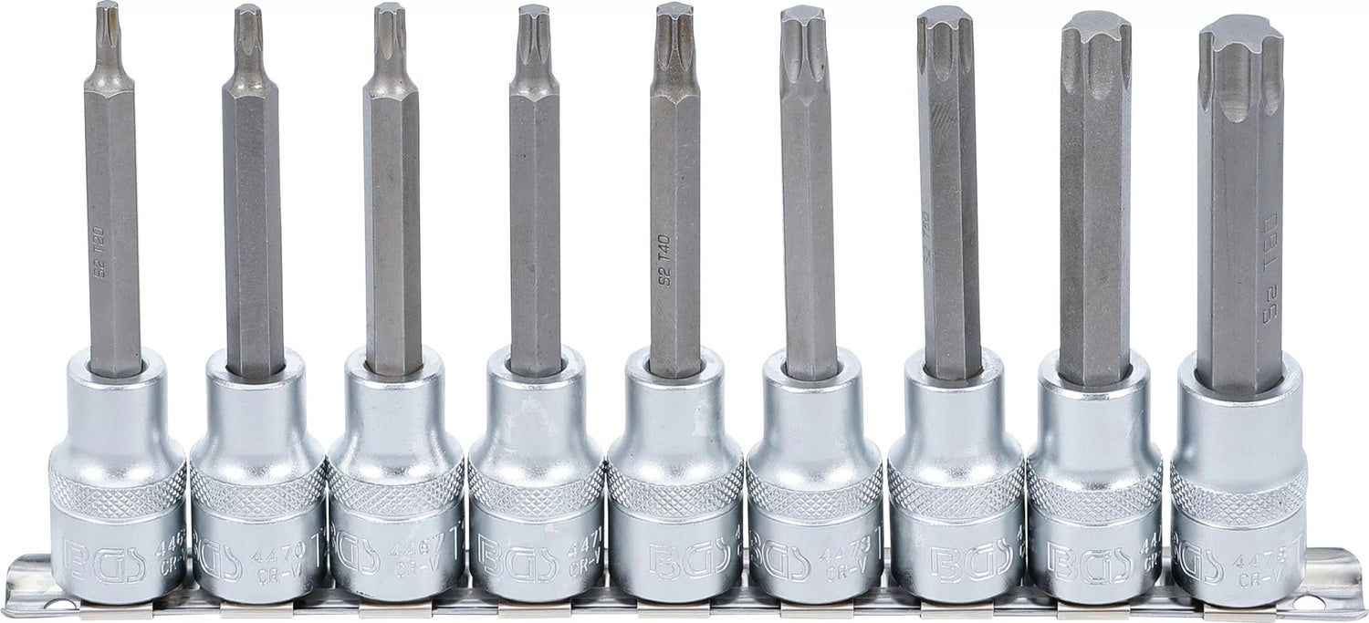 BGS 5177 Satz Biteinsätze T-Profil (für Torx) T20 - T60 Antrieb Innenvierkant 12,5mm (1/2")