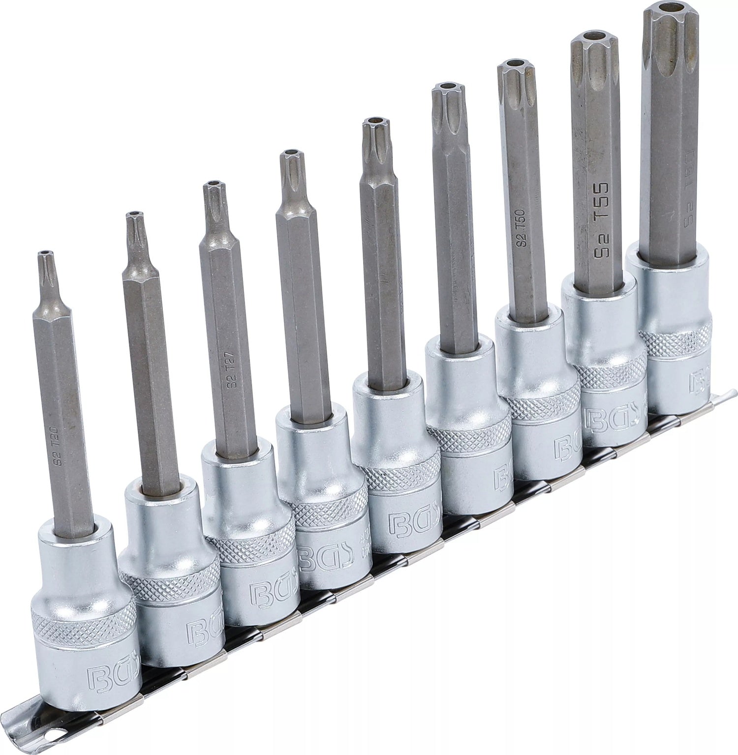 BGS 5178 Satz Biteinsätze T-Profil (für Torx) mit Bohrung T20 - T60 Antrieb Innenvierkant 12,5mm (1/2")