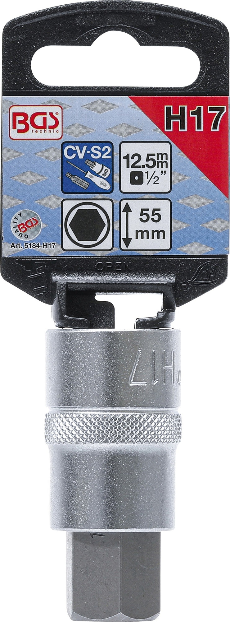 BGS 5184-H17 Biteinsatz Innensechskant 17mm HX17 Länge 55mm Antrieb 12,5mm (1/2")