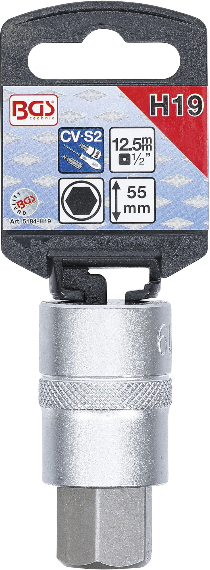 BGS 5184-H19 Biteinsatz Innensechskant 19mm HX19 Länge 55mm Antrieb 12,5mm (1/2")