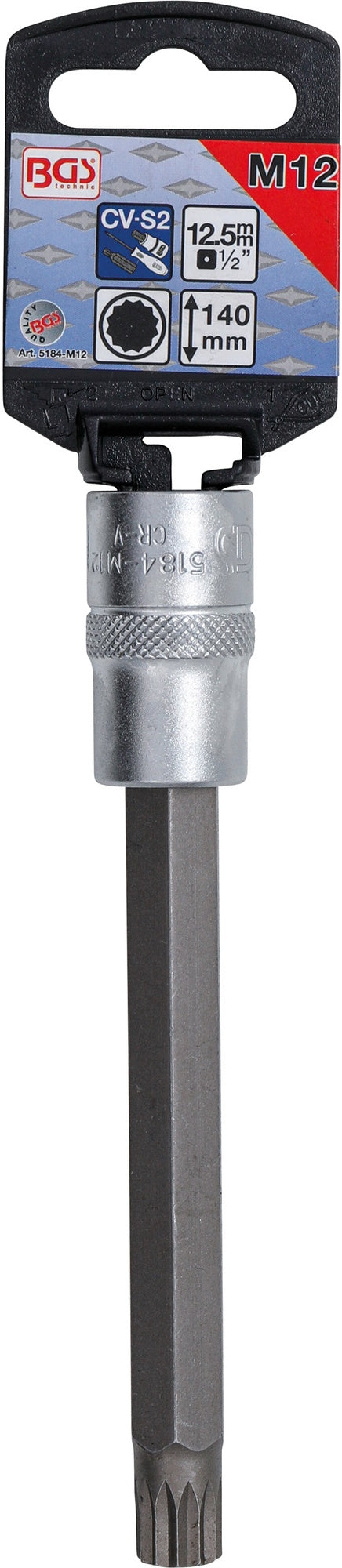 BGS 5184-M12 Biteinsatz Innenvielzahn XZN Einsatz M12 Länge 140mm Antrieb 12,5mm (1/2")