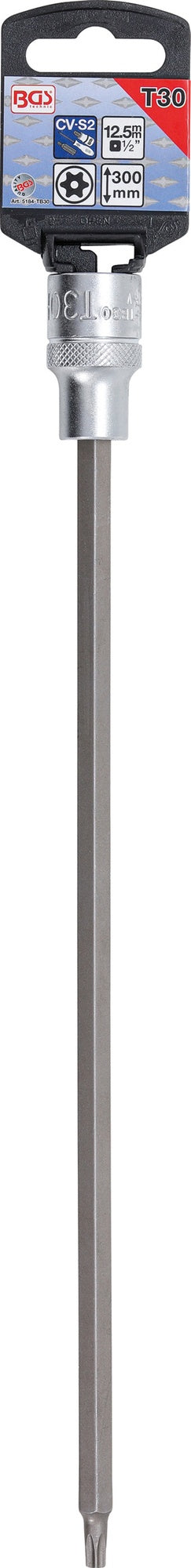 BGS 5184-TB30 Biteinsatz T-Profil (für Torx) T30 mit Bohrung Länge 300mm Antrieb 12,5mm (1/2")