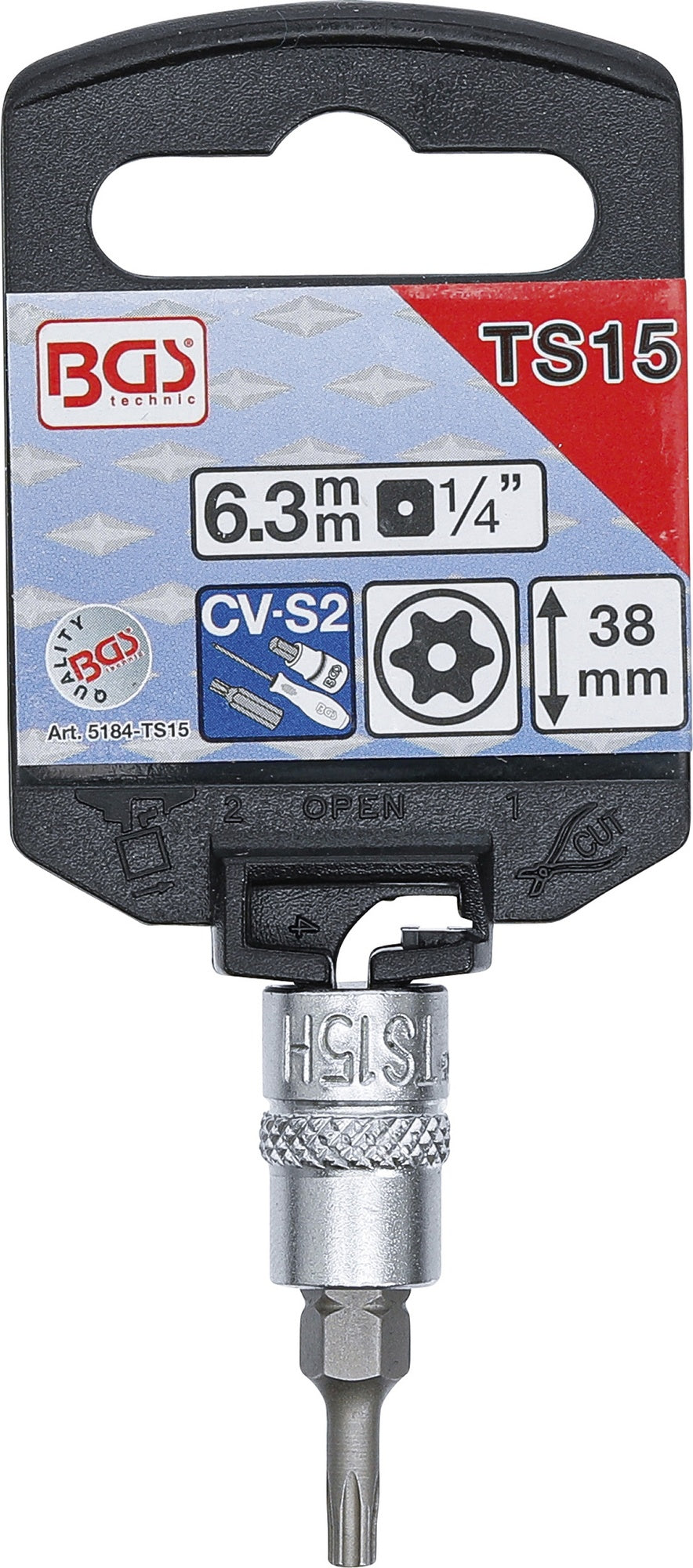 BGS 5184-TS15 Biteinsatz TS-Profil (für Torx Plus) TS15 mit Bohrung Antrieb 6,3mm (1/4")