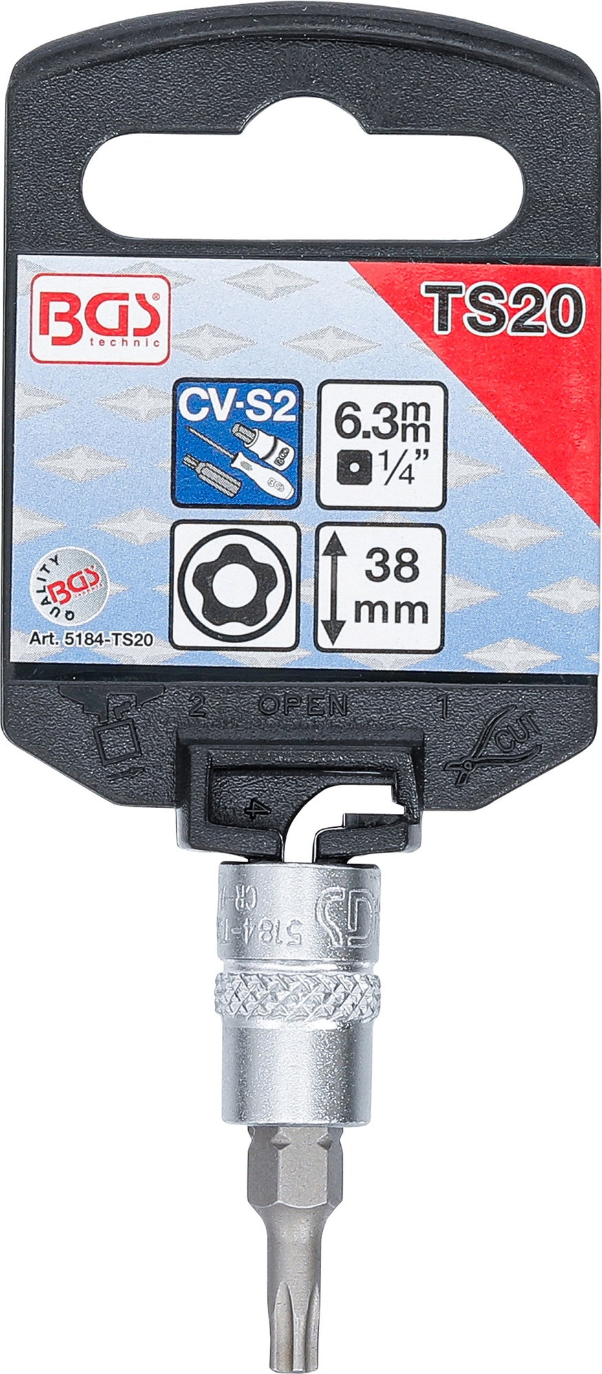 BGS 5184-TS20 Biteinsatz TS-Profil (für Torx Plus) TS20 mit Bohrung Antrieb 6,3mm (1/4")