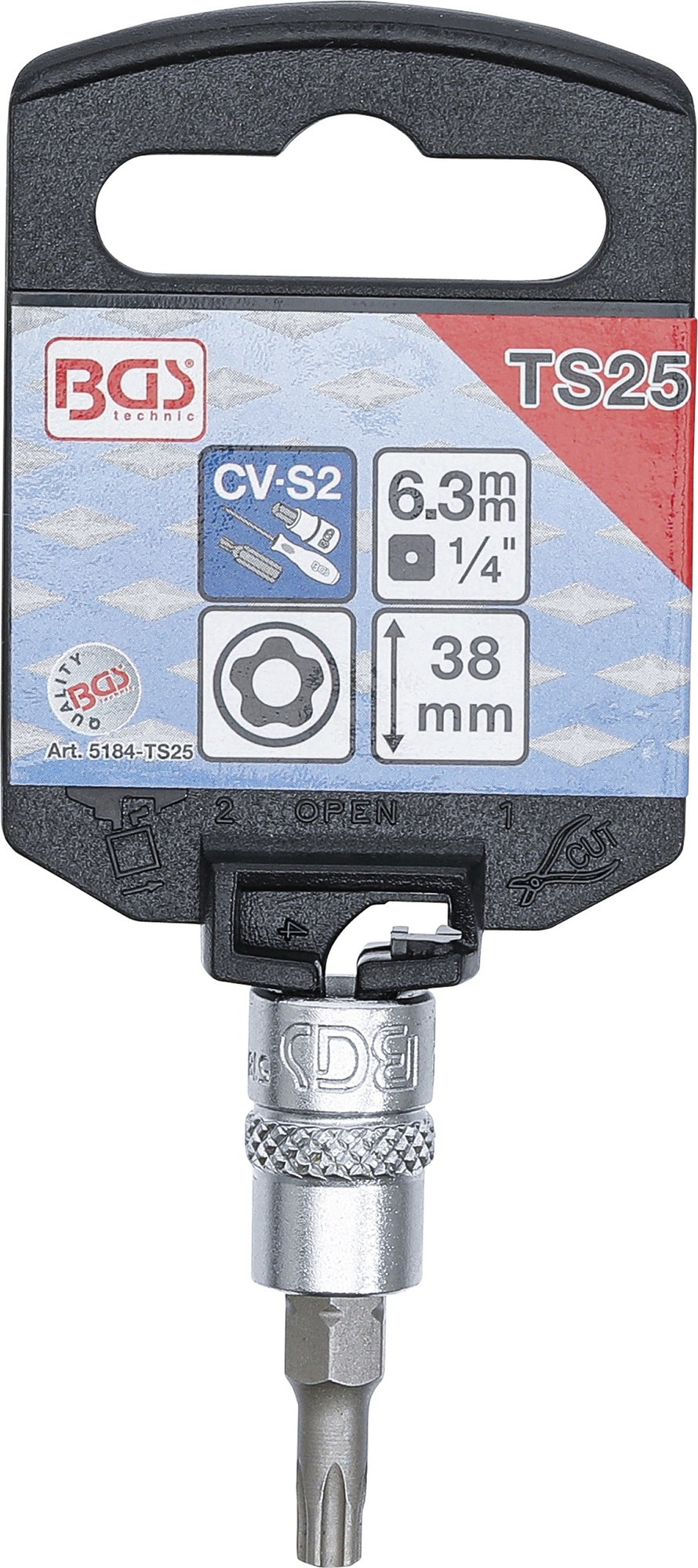 BGS 5184-TS25 Biteinsatz TS-Profil (für Torx Plus) TS25 mit Bohrung Antrieb 6,3mm (1/4")