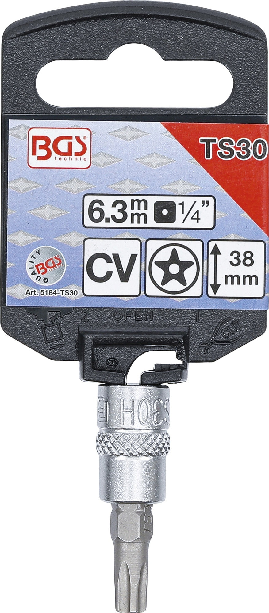 BGS 5184-TS30 Biteinsatz TS-Profil (für Torx Plus) TS30 mit Bohrung Antrieb 6,3mm (1/4")