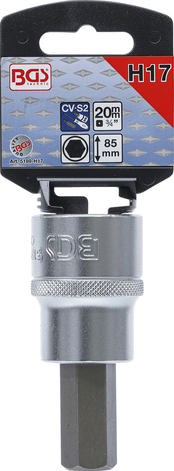 BGS 5189-H17 Biteinsatz Innensechskant 17mm HX17 Länge 85mm Antrieb 20mm (3/4")
