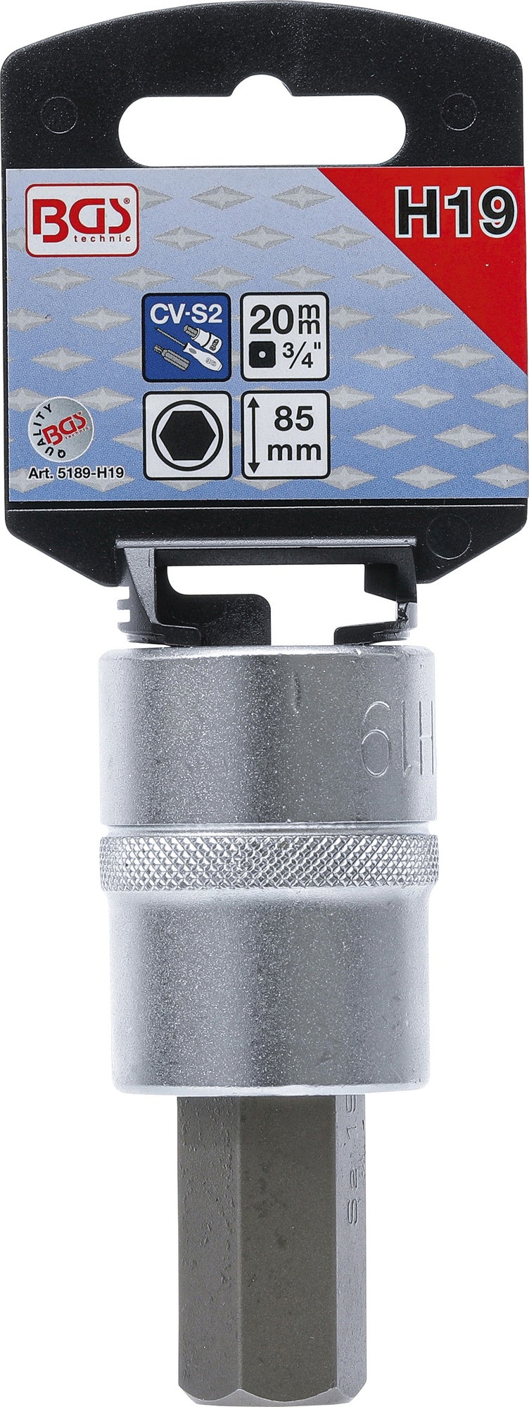 BGS 5189-H19 Biteinsatz Innensechskant 19mm HX19 Länge 85mm Antrieb 20mm (3/4")