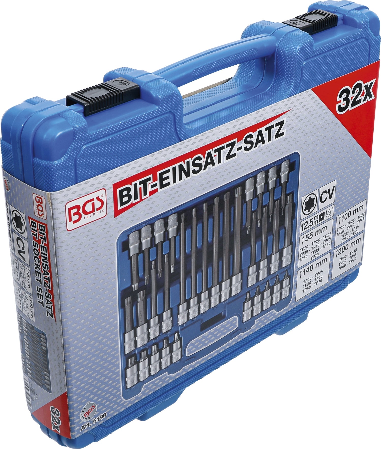 BGS 5190 Satz Biteinsätze TP-Profil (für Torx Plus) TP20 - TP70 Antrieb 12,5mm (1/2")