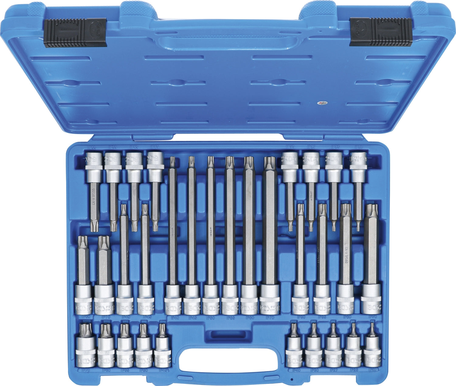 BGS 5191 Satz Biteinsätze TPS-Profil (für Torx Plus) TPS20 - TPS70 mit Stirnlochbohrung Antrieb 12,5mm (1/2")