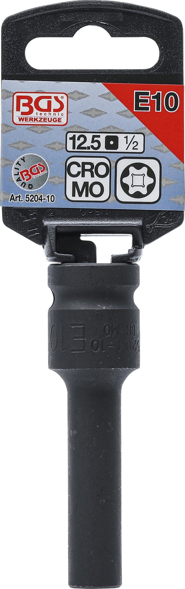 BGS 5204-10 Impact Nuss / Krafteinsatz E-Profil tief SW E10 Antrieb 12,5mm (1/2") für Schlagschrauber geeignet