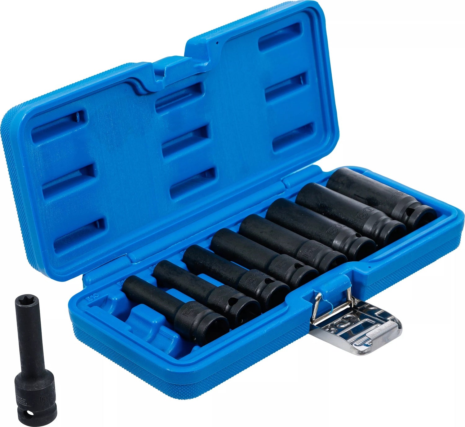 BGS 5204 Satz Kraft Steckschlüsseleinsätze E-Profil tief Antrieb Innenvierkant 12,5mm (1/2") SW E10 - E24