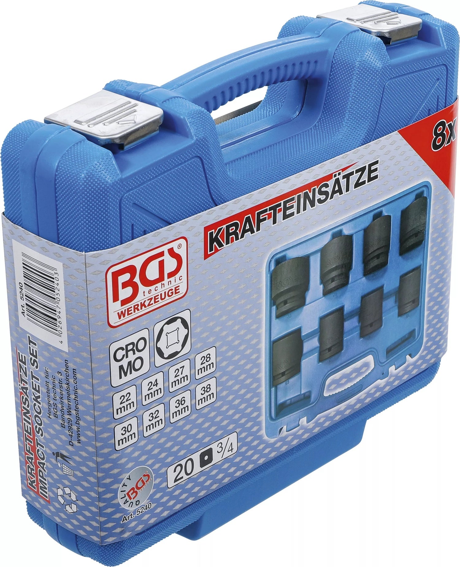 BGS 5240 Satz IMPACT Nüsse 22-38mm 6-kant Antrieb 20mm (3/4") 8 teilig