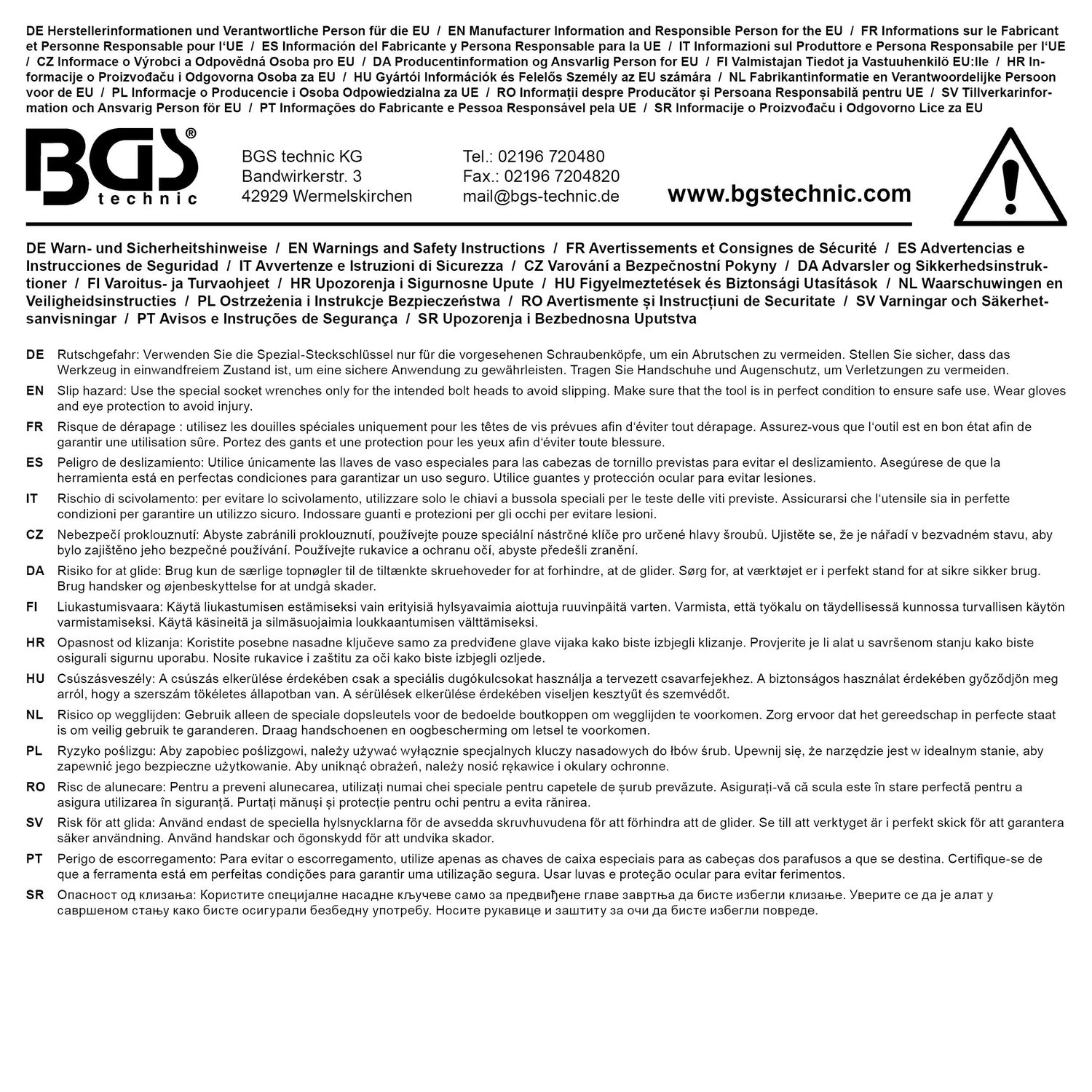 BGS 5246-E18 Steckschlüsseleinsatz E-Profil extra lang Antrieb 22mm SW E18