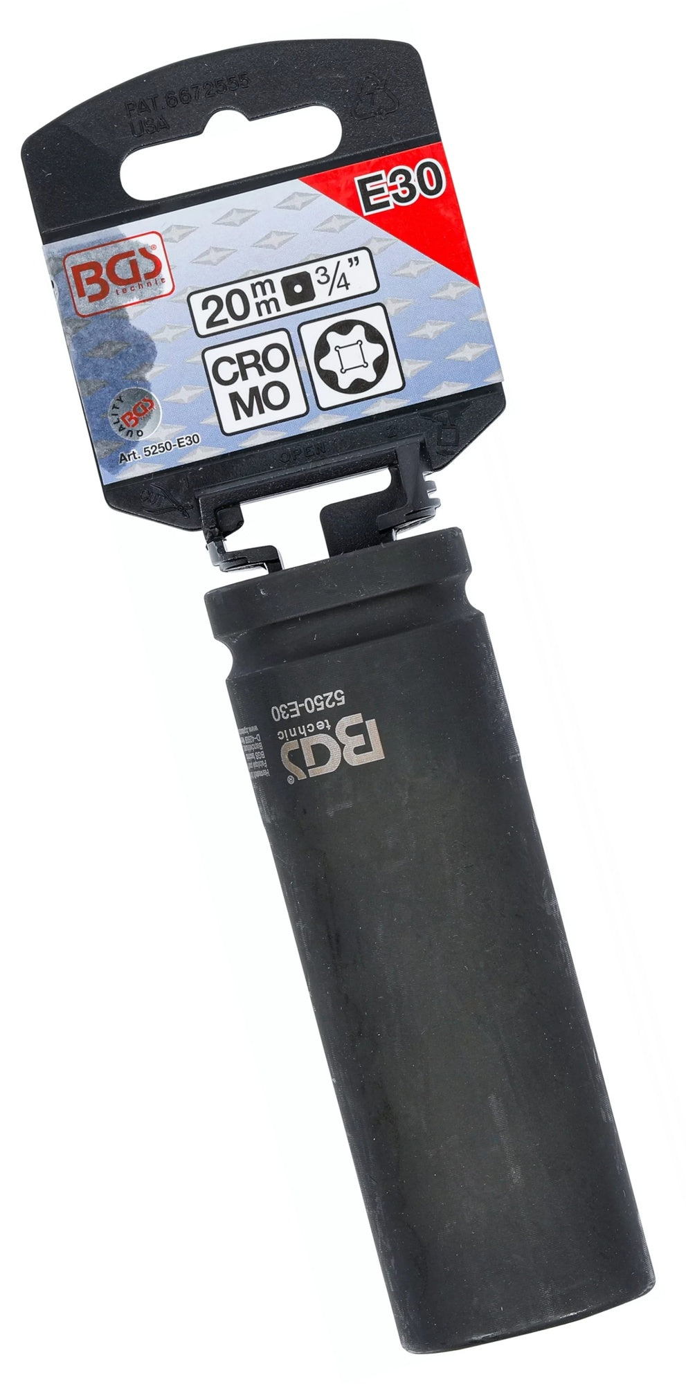 BGS 5250-E30 Impact Nuss E30mm E-Profil lang/tief Antrieb 20mm (3/4") für Schlagschrauber
