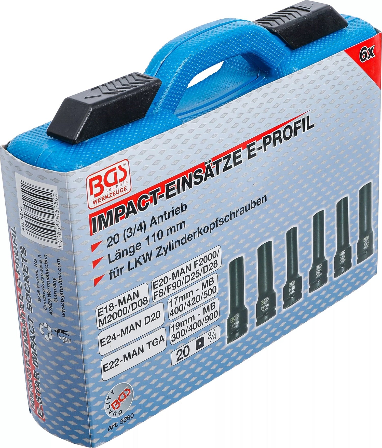 BGS 5250 IMPACT Einsätze / Nüsse E-Profil 12-kant für LKW Zylinderkopfschrauben 20mm (3/4")